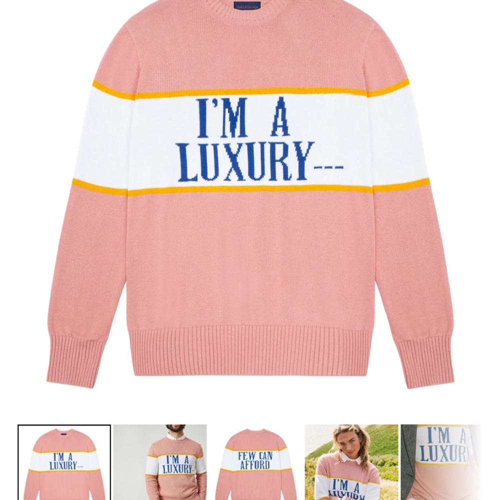 Pink Sweater with Bold Text